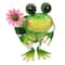 Santa's Workshop 8" Iron Frog with Ceramic Pot Planter